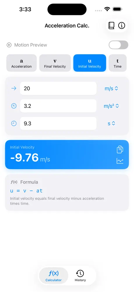 Acceleration_Calculator_Plus iOS App Screenshot 4