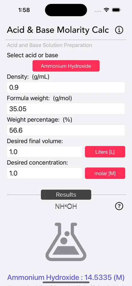 Acid_and_Base_Molarity_Calc iOS App Screenshot 4