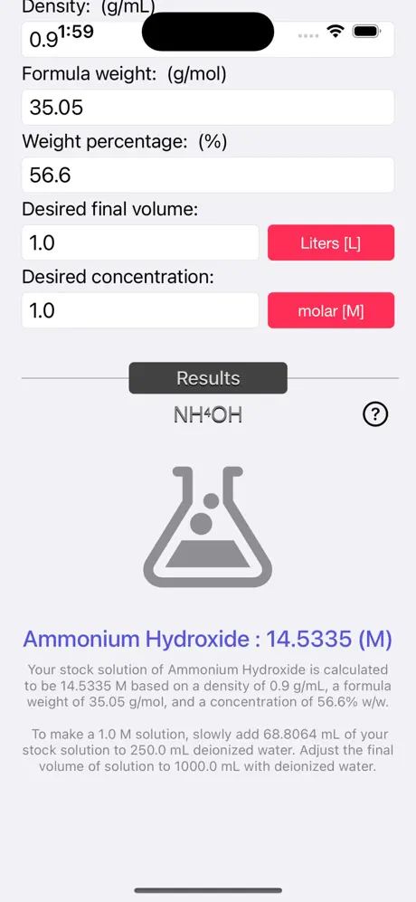 Acid_and_Base_Molarity_Calc iOS App Screenshot 5