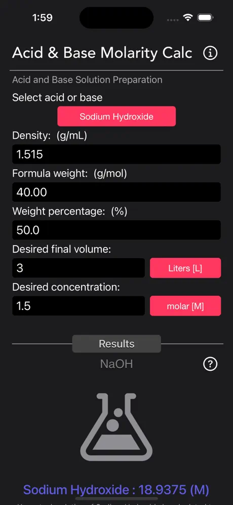 Acid_and_Base_Molarity_Calc iOS App Screenshot 6