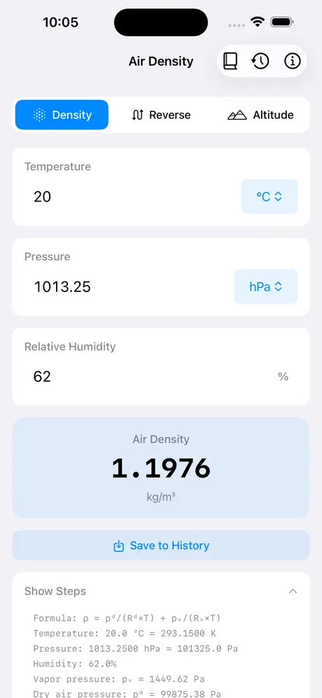 Air_Density_Calculator iOS App Screenshot 1