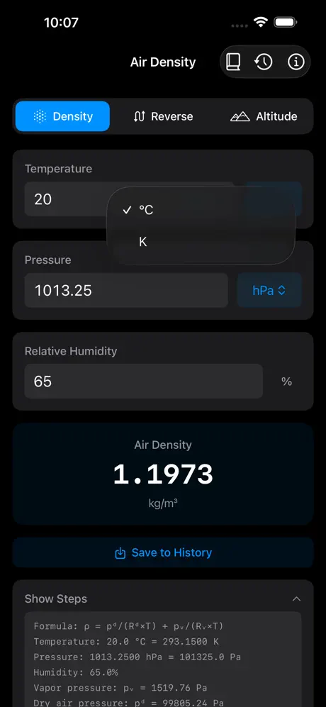 Air_Density_Calculator iOS App Screenshot 6