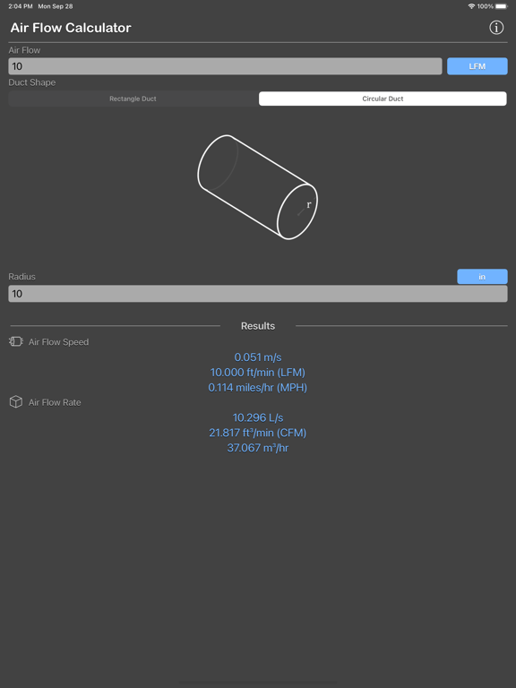 Air_Flow_Conversion_Calculator iPadOS App Screenshot 2