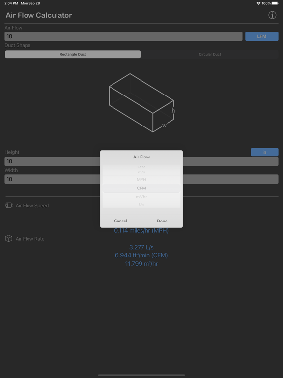 Air_Flow_Conversion_Calculator iPadOS App Screenshot 3