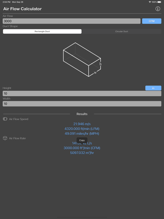 Air_Flow_Conversion_Calculator iPadOS App Screenshot 4
