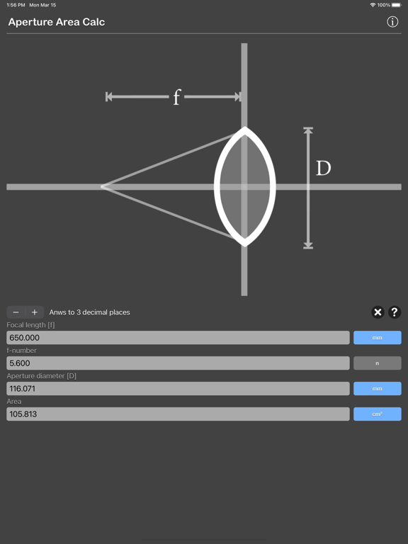 Aperture_Area_Calculator iPadOS App Screenshot 10