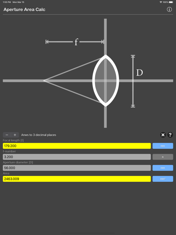 Aperture_Area_Calculator iPadOS App Screenshot 5