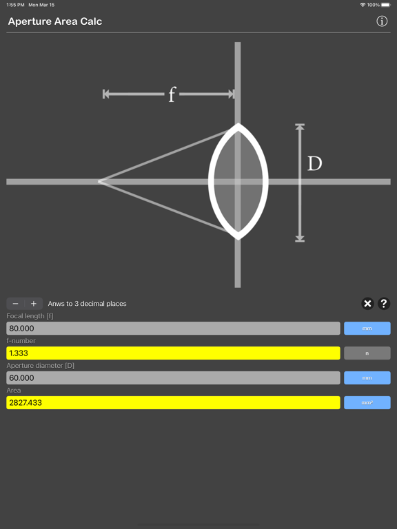 Aperture_Area_Calculator iPadOS App Screenshot 6