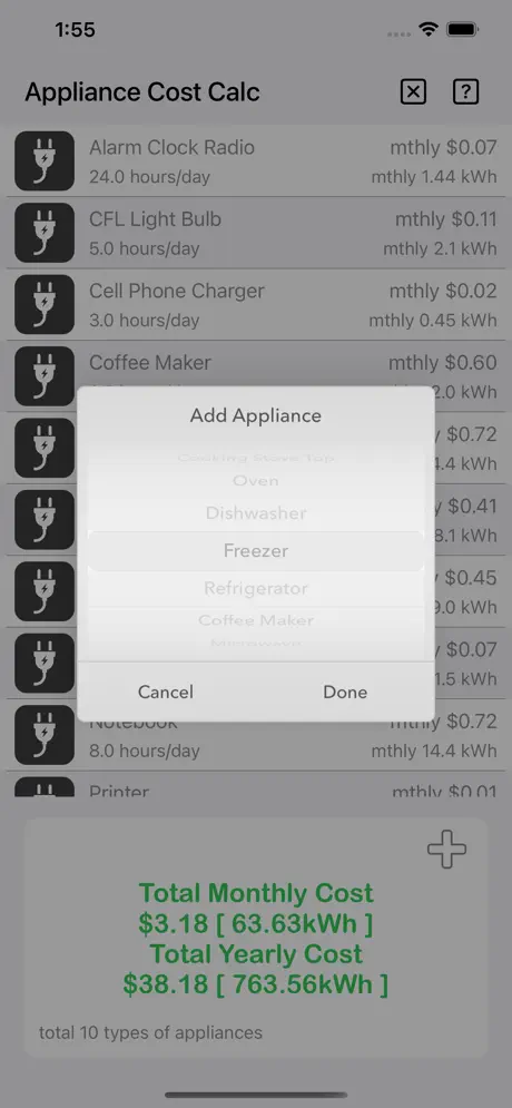 Appliance_Cost_Calculator_Plus iOS App Screenshot 3