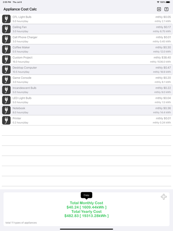 Appliance_Cost_Calculator_Plus iPadOS App Screenshot 10