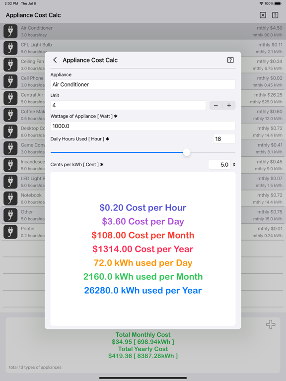 Appliance_Cost_Calculator_Plus iPadOS App Screenshot 5