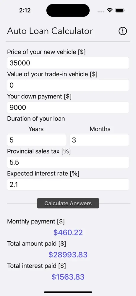 Auto_Loan_Calculator_Plus iOS App Screenshot 3
