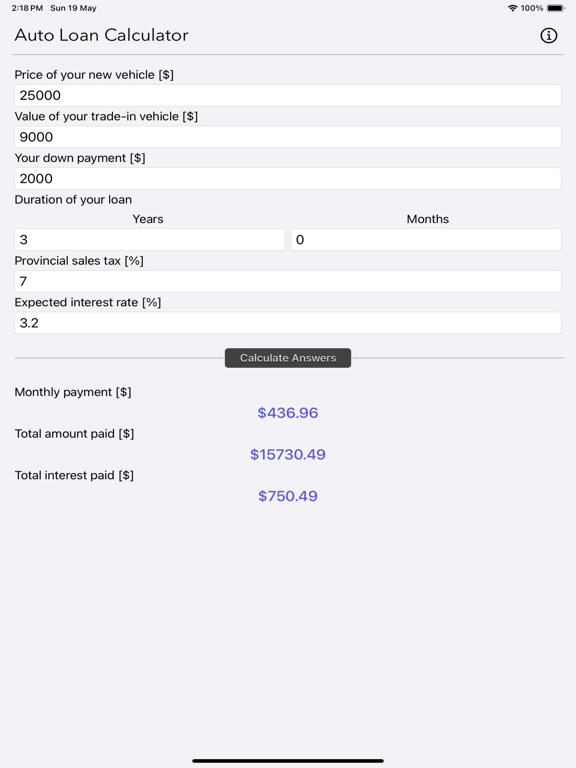 Auto_Loan_Calculator_Plus iPadOS App Screenshot 2