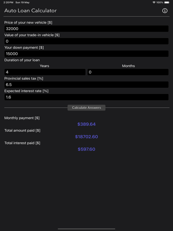 Auto_Loan_Calculator_Plus iPadOS App Screenshot 6