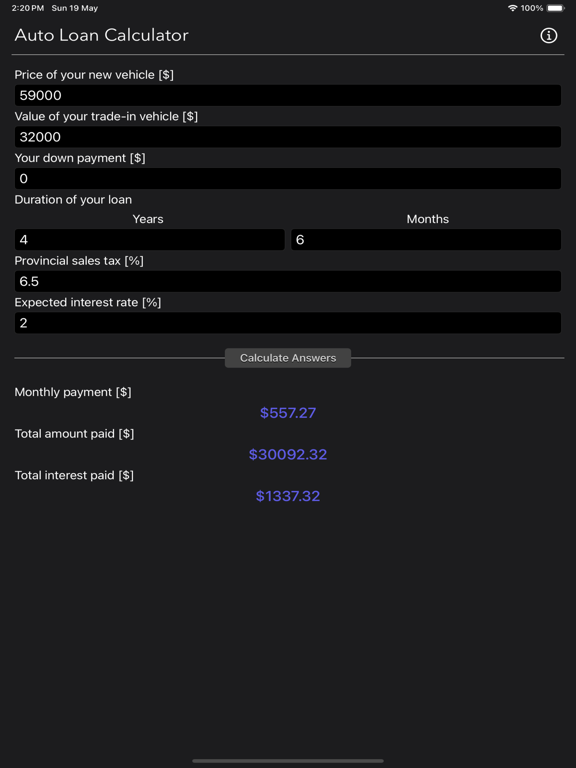 Auto_Loan_Calculator_Plus iPadOS App Screenshot 7