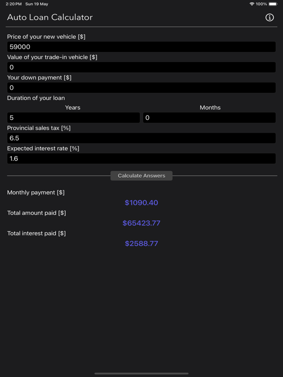 Auto_Loan_Calculator_Plus iPadOS App Screenshot 9