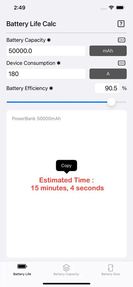 Battery_Calculator iOS App Screenshot 4