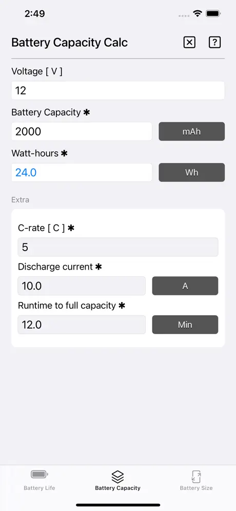 Battery_Calculator iOS App Screenshot 5