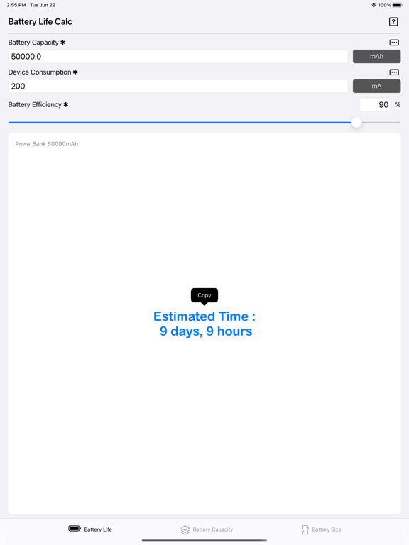 Battery_Calculator iPadOS App Screenshot 3