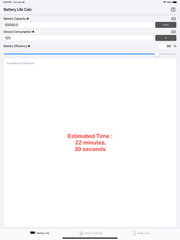 Battery_Calculator iPadOS App Screenshot 4