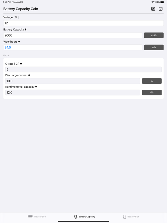 Battery_Calculator iPadOS App Screenshot 5