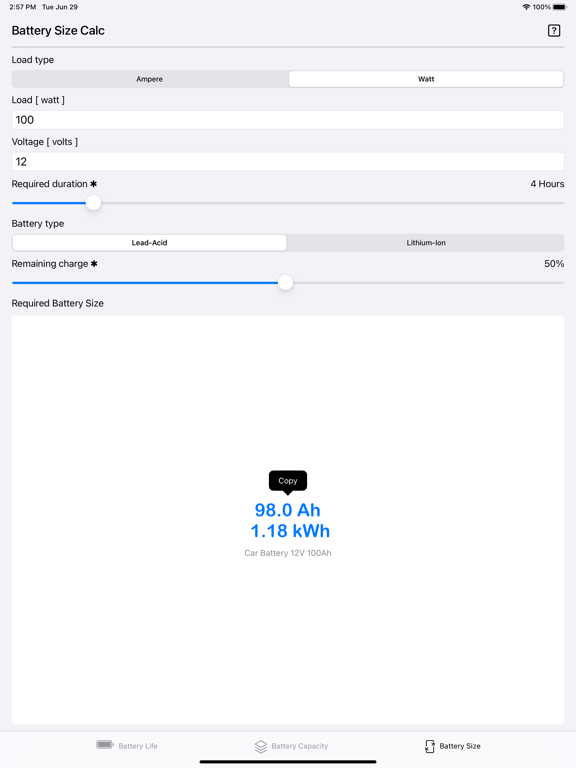 Battery_Calculator iPadOS App Screenshot 8