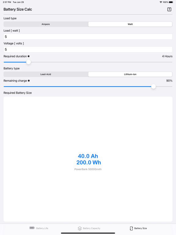 Battery_Calculator iPadOS App Screenshot 9