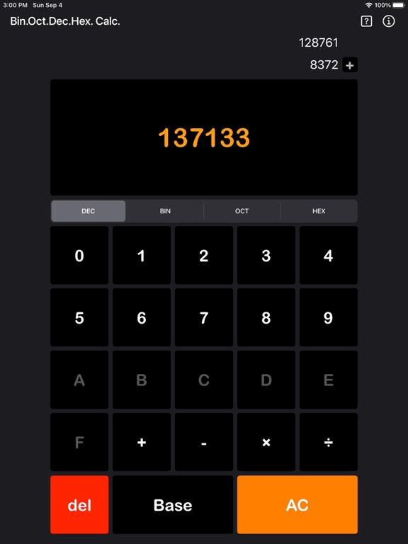 Bin_Oct_Dec_Hex_Calculator iPadOS App Screenshot 6