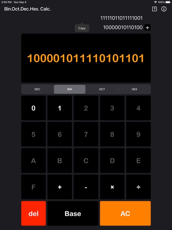 Bin_Oct_Dec_Hex_Calculator iPadOS App Screenshot 7