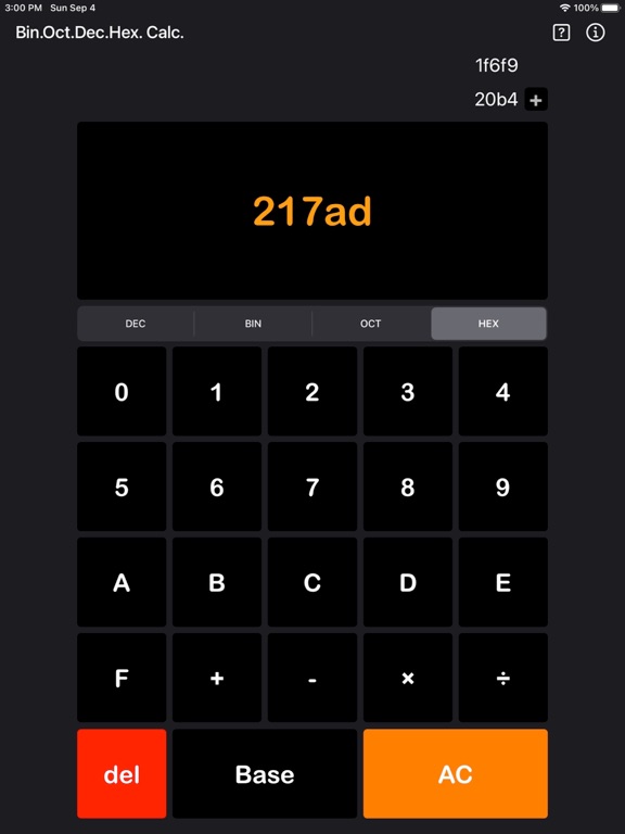 Bin_Oct_Dec_Hex_Calculator iPadOS App Screenshot 9