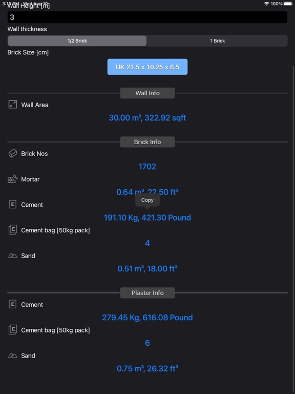 Brick_and_Plaster_Calculator iPadOS App Screenshot 7