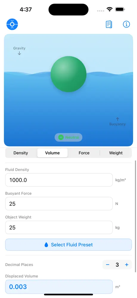 Buoyancy_Calculator iOS App Screenshot 4