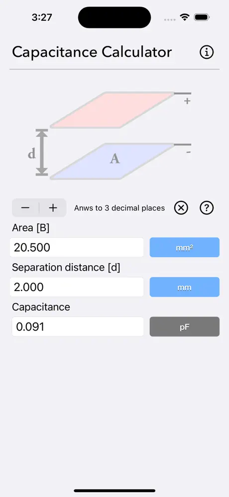 Capacitance_Calculator iOS App Screenshot 1