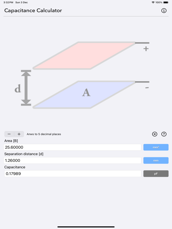 Capacitance_Calculator iPadOS App Screenshot 3