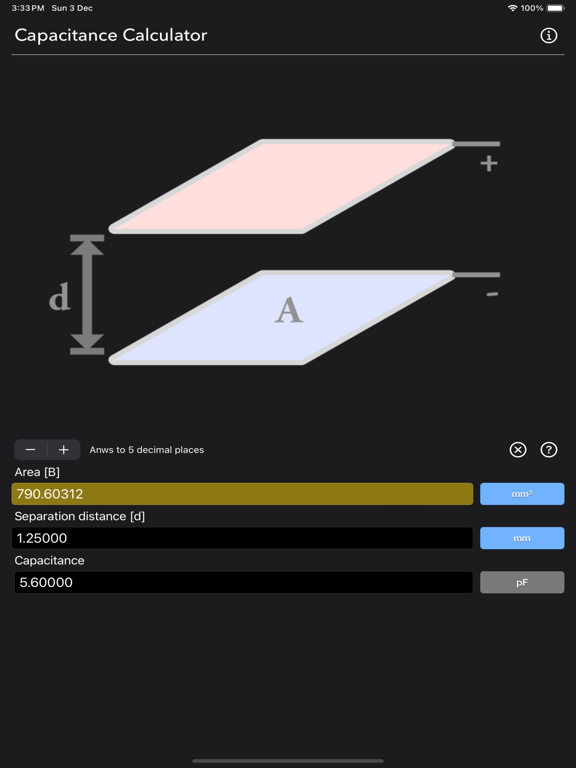 Capacitance_Calculator iPadOS App Screenshot 6