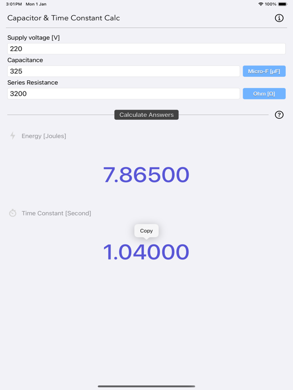 Capacitor_Calculator iPadOS App Screenshot 4