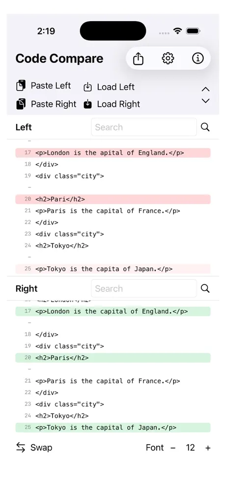 CodeDiff iOS App Screenshot 1