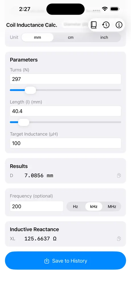 Coil_Inductance_Calculator iOS App Screenshot 4