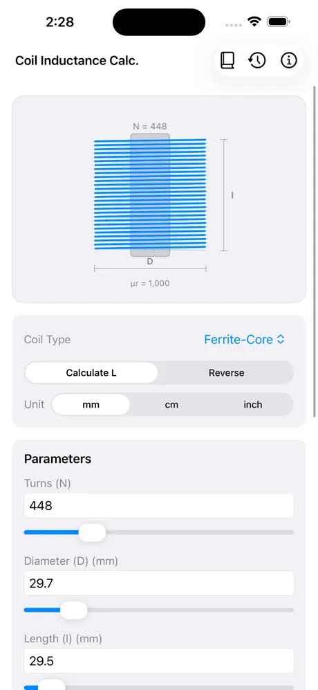Coil_Inductance_Calculator iOS App Screenshot 5
