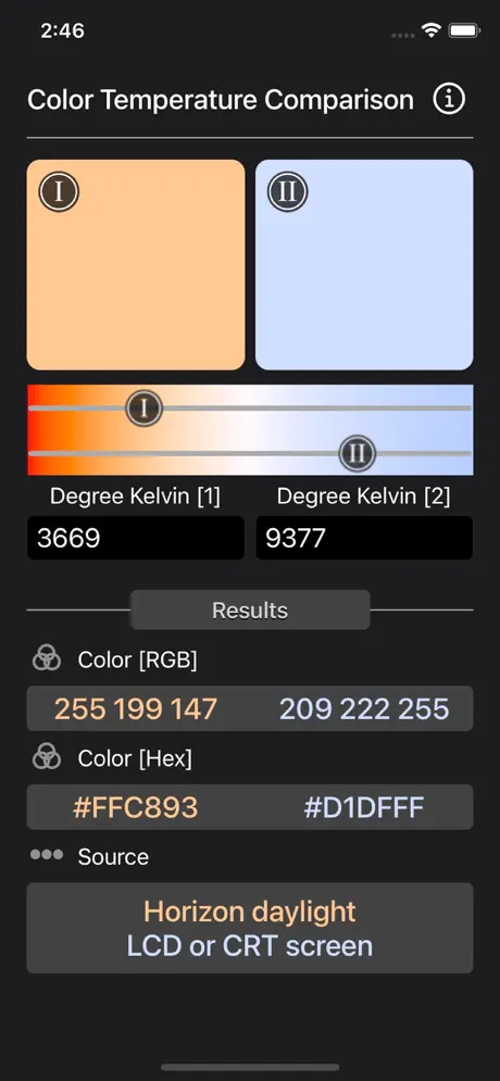 Color_Temperature_Comparison iOS App Screenshot 1