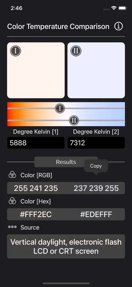 Color_Temperature_Comparison iOS App Screenshot 2
