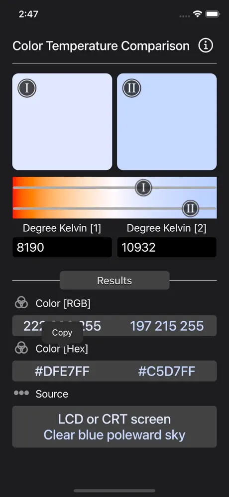 Color_Temperature_Comparison iOS App Screenshot 3