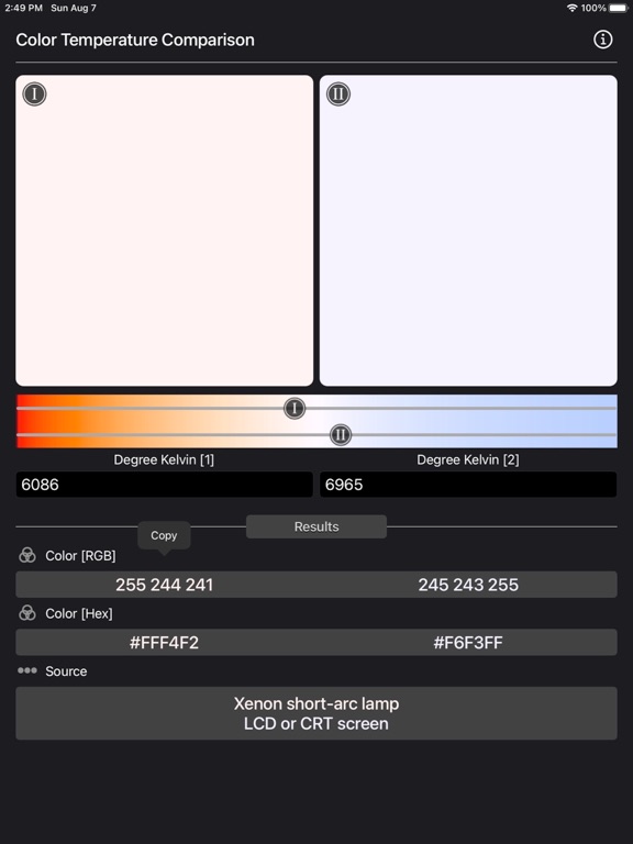 Color_Temperature_Comparison iPadOS App Screenshot 2