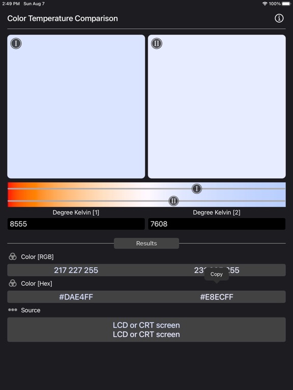 Color_Temperature_Comparison iPadOS App Screenshot 3