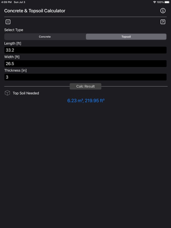 Concrete_and_Topsoil_Calculator iPadOS App Screenshot 6