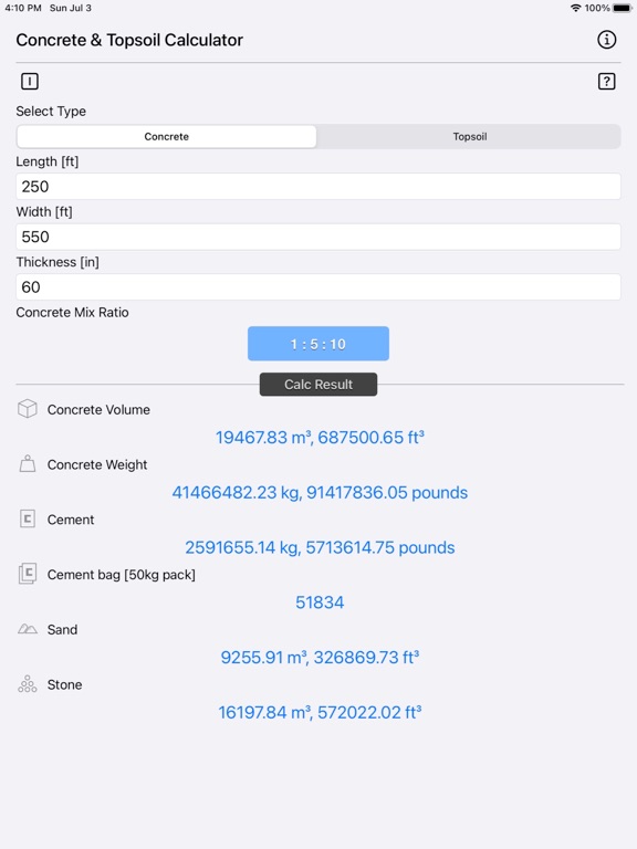 Concrete_and_Topsoil_Calculator iPadOS App Screenshot 9