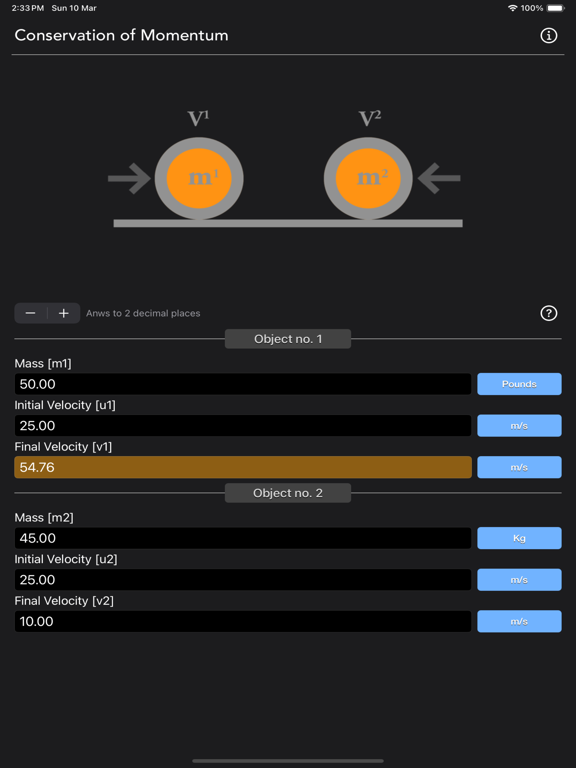 Conservation_of_Momentum_Calc iPadOS App Screenshot 10