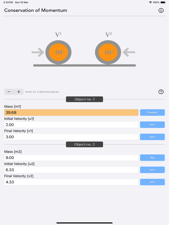 Conservation_of_Momentum_Calc iPadOS App Screenshot 5