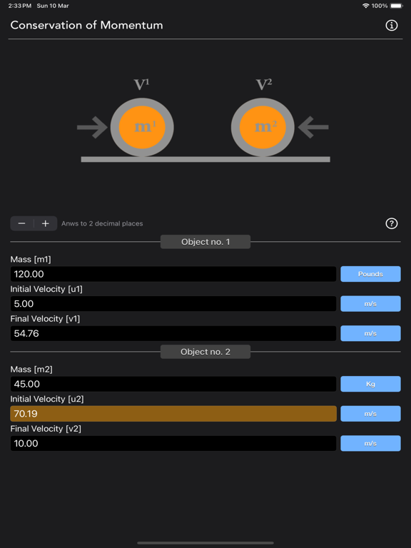 Conservation_of_Momentum_Calc iPadOS App Screenshot 6