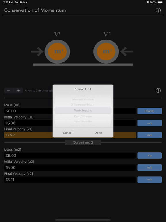 Conservation_of_Momentum_Calc iPadOS App Screenshot 7